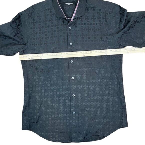 BOGOSSE Rare Embellished Black Button Down Contrast Print Cuff Shirt Size XL - Picture 3 of 10